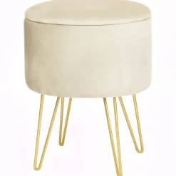 Akord Furniture Factory Pouf de Rangement avec Couvercle AKORD LILI velour colour Cachemire hauteur 45 cm* Pouf Et Poire