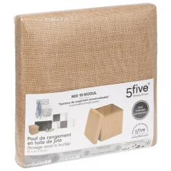 5Five Pouf de rangement Mix 'n' Modul en toile de jute 31x31cm - Beige-* Pouf Et Poire