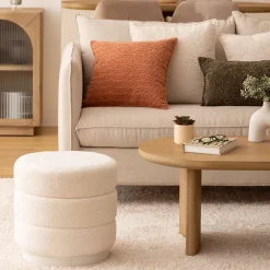 Hot Atmosphera Pouf en bouclette KEMI - Blanc