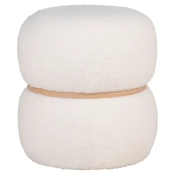 Best House Nordic Pouf en peluche Milford - Confort et style, blanc, Diam.38x41 cm
