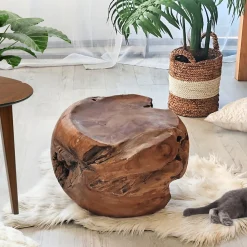 Wanda Collection Pouf en racine de teck massif,