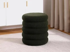 Best Vente-unique Pouf en tissu bouclette vert sapin ECAMBI