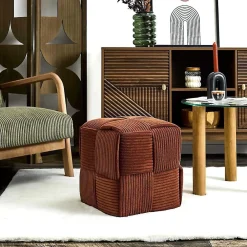The Home Deco Factory Pouf en tissu côtelé tressé Scott