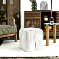 The Home Deco Factory Pouf en tissu côtelé tressé Scott* Pouf Et Poire