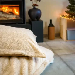 Best Vivezen Pouf, fauteuil d'intérieur déhoussable - 90 x 140 cm - Sherpa - Gris clair -