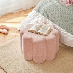 Outlet Atmosphera Créateur D'Intérieur Pouf Fleur Rose L50xl30xH50 cm - Atmosphera