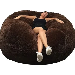Outlet Bananair Pouf géant déhoussable fausse fourrure 160 cm chocolat