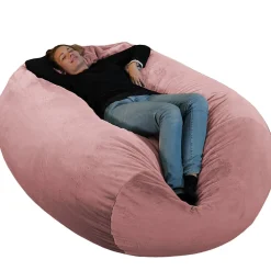 Sale Bananair Pouf long géant déhoussable fausse fourrure rose 160 cm