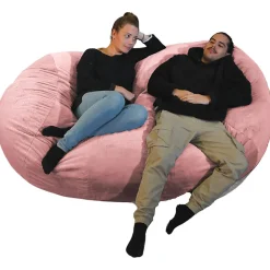 Sale Bananair Pouf long géant déhoussable fausse fourrure rose 160 cm