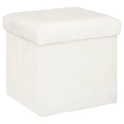 Outlet Atmosphera Créateur D'Intérieur Pouf pliant Ezzio - bois - blanc - Atmosphera
