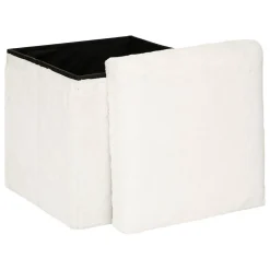 Outlet Atmosphera Créateur D'Intérieur Pouf pliant Ezzio - bois - blanc - Atmosphera