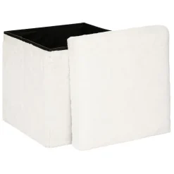 Outlet Atmosphera Créateur D'Intérieur Pouf pliant Ezzio - bois - blanc - Atmosphera