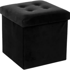 Atmosphera Créateur D'Intérieur Pouf pliant Lysandre noir effet velours - Atmosphera* Pouf Et Poire