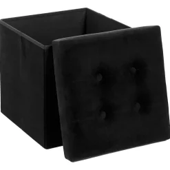 Atmosphera Créateur D'Intérieur Pouf pliant Lysandre noir effet velours - Atmosphera* Pouf Et Poire