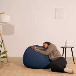 Bananair Pouf poire déhoussable velours côtelé 105x85 cm bleu foncé* Pouf Et Poire
