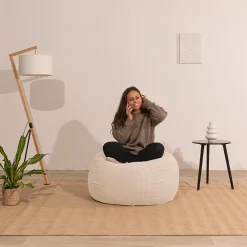 Bananair Pouf poire déhoussable velours côtelé 105x85 cm beige