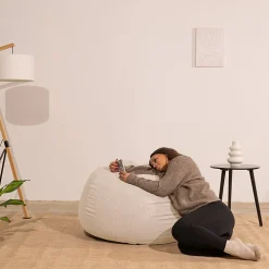 Bananair Pouf poire déhoussable velours côtelé 105x85 cm beige