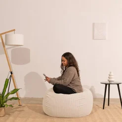 Bananair Pouf poire déhoussable velours côtelé 105x85 cm beige