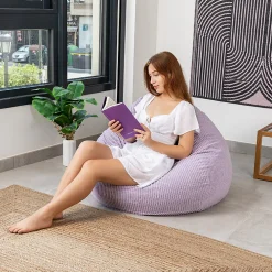 Bananair Pouf poire déhoussable velours côtelé 105x85 cm violet parme* Pouf Et Poire