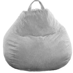 Bananair Pouf poire déhoussable velours côtelé 105x85 cm gris clair