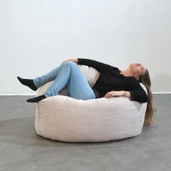 Sale Bananair Pouf rond doux en velours côtelé 100 cm beige