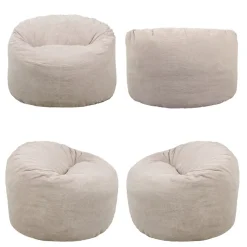 Sale Bananair Pouf rond doux en velours côtelé 100 cm beige