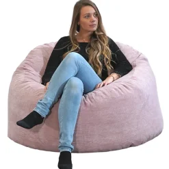 Bananair Pouf rond doux velours côtelé 100 cm rose* Pouf Et Poire