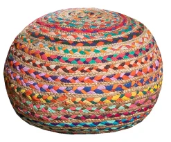Hot Deko & Co Pouf rond en jute multicouleurs H.30 x l.40 cm Deco&Co