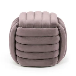 Akord Furniture Factory Pouf tressé en velours 53 cm NILO Rose Poudré* Pouf Et Poire