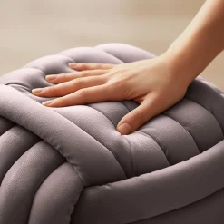 Akord Furniture Factory Pouf tressé en velours 53 cm NILO Rose Poudré* Pouf Et Poire