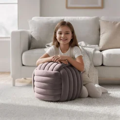 Akord Furniture Factory Pouf tressé en velours 53 cm NILO Rose Poudré* Pouf Et Poire