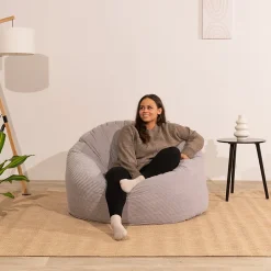 Outlet Bananair Pouf velours côtelé épais 100cm gris clair
