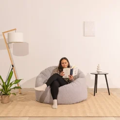 Outlet Bananair Pouf velours côtelé épais 100cm gris clair