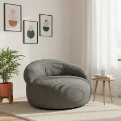 Bananair Pouf XXL déhoussable en velours côtelé 110x100 cm gris foncé* Pouf Et Poire