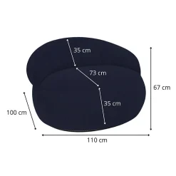 Outlet Bananair Pouf XXL déhoussable en velours côtelé 110x100 cm bleu foncé