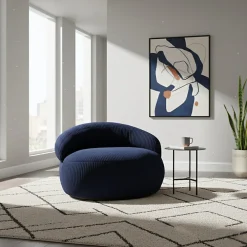 Outlet Bananair Pouf XXL déhoussable en velours côtelé 110x100 cm bleu foncé