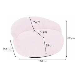 Hot Bananair Pouf XXL déhoussable en velours côtelé 110x100 cm rose