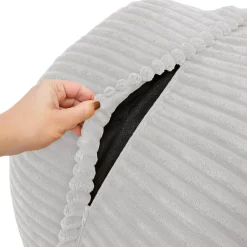 Discount Bananair Pouf XXL déhoussable en velours côtelé 110x100 cm gris clair