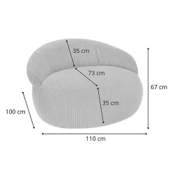 Discount Bananair Pouf XXL déhoussable en velours côtelé 110x100 cm gris clair