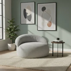 Discount Bananair Pouf XXL déhoussable en velours côtelé 110x100 cm gris clair