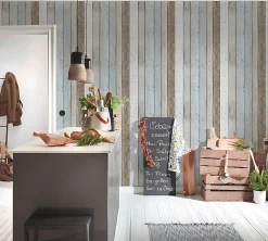 Clearance Profhome 899927-GU Papier peint style country légèrement texturé mat 5,33 m2