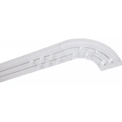 Monmobilierdesign Rail De Plafond Tringle En Pvc Pour Rideaux à Crochets Blanc Double Rail Courbé 300 Cm* Rail À Rideaux