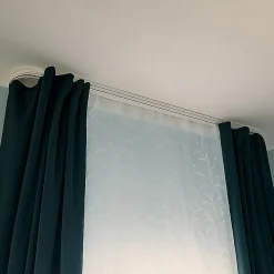 Monmobilierdesign Rail De Plafond Tringle En Pvc Pour Rideaux à Crochets Blanc Double Rail Courbé 200 Cm* Rail À Rideaux