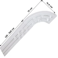 Monmobilierdesign Rail De Plafond Tringle En Pvc Pour Rideaux à Crochets Blanc Double Rail Courbé 200 Cm* Rail À Rideaux