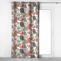 Best Douceur D'Intérieur Rideau à œillets 140 x 240 cm Coton imprimé BIANCA Motif feuillage tendance