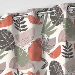 Best Douceur D'Intérieur Rideau à œillets 140 x 240 cm Coton imprimé BIANCA Motif feuillage tendance