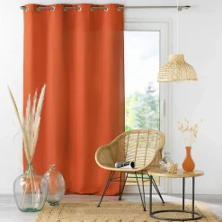 Clearance Douceur D'Intérieur Rideau à œillets 140 x 280 cm en microfibre unie Absolu Terracotta Grande hauteur