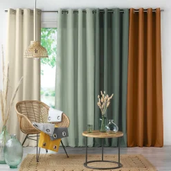 Clearance Douceur D'Intérieur Rideau à œillets 140 x 280 cm en microfibre unie Absolu Terracotta Grande hauteur