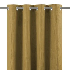 Clearance GoodHome Rideau à œillets uni effet froissé Castellano jaune moutarde L.260 x l.140