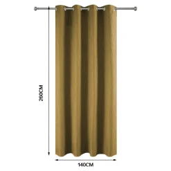 Clearance GoodHome Rideau à œillets uni effet froissé Castellano jaune moutarde L.260 x l.140